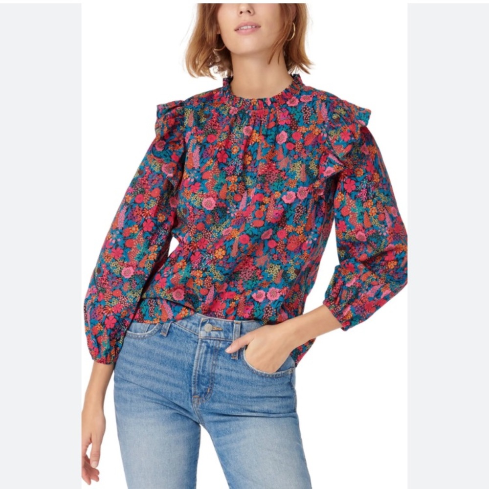 J.Crew Flutter Sleeve Top in Liberty Ciara Print